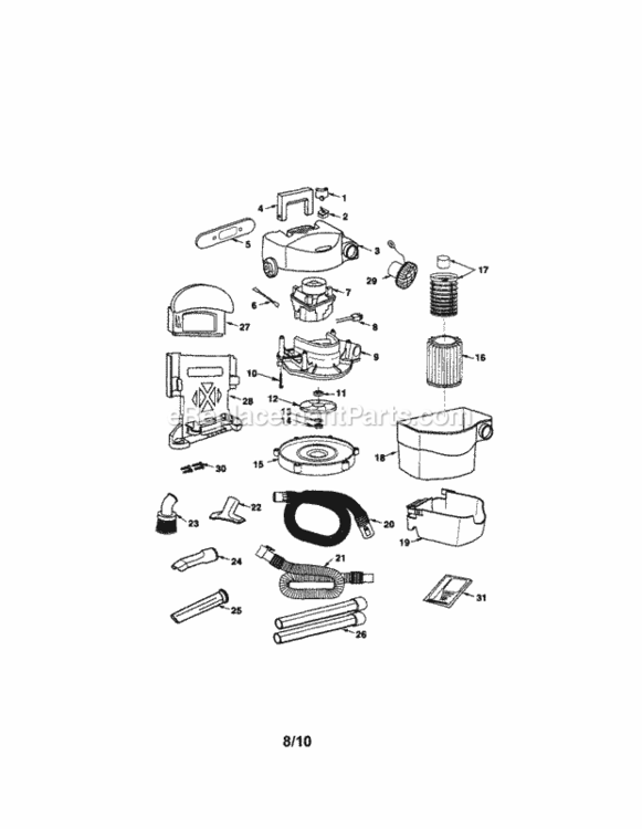 Page A Diagram and Parts List for 113179255  Craftsman Utility Vacuum