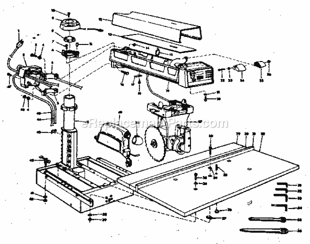 Unit Diagram and Parts List for 113190650  Craftsman Chop Saw