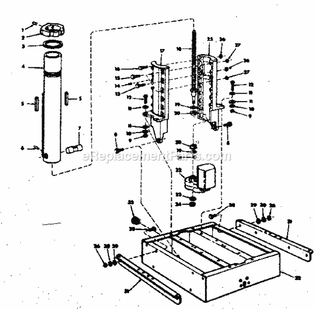 Base Assembly Diagram and Parts List for 113190650  Craftsman Chop Saw
