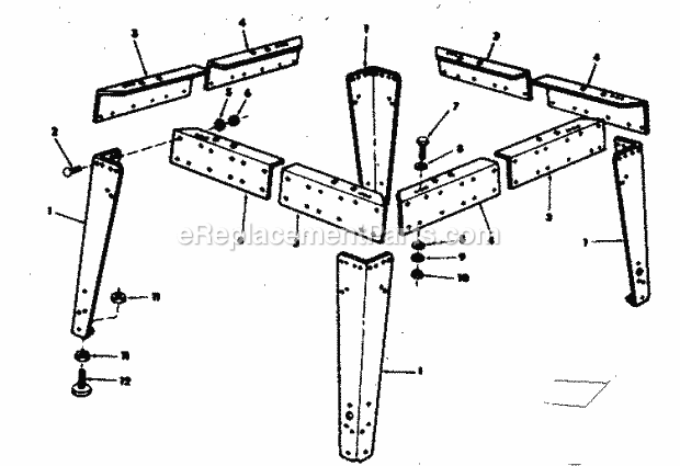 Leg Set Diagram and Parts List for 113190650  Craftsman Chop Saw