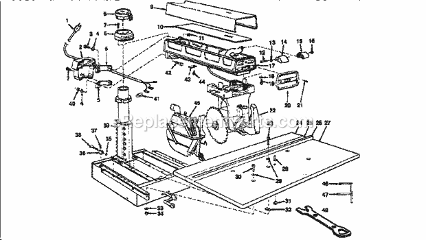 Main Assembly Diagram and Parts List for 113196321  Craftsman Chop Saw