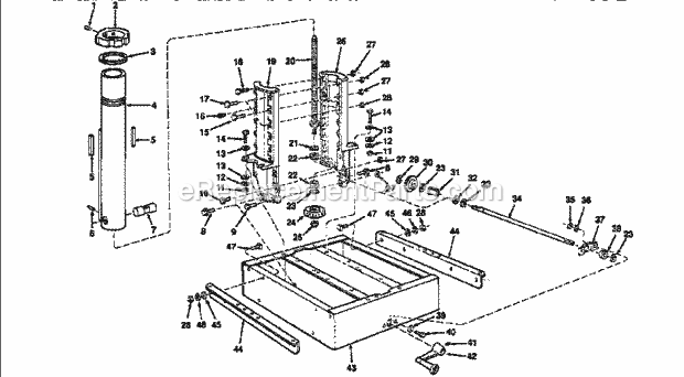 Base Assembly Diagram and Parts List for 113196321  Craftsman Chop Saw