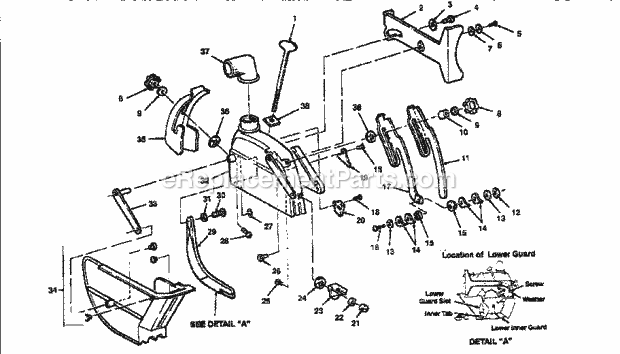 Guard Assembly Diagram and Parts List for 113196321  Craftsman Chop Saw