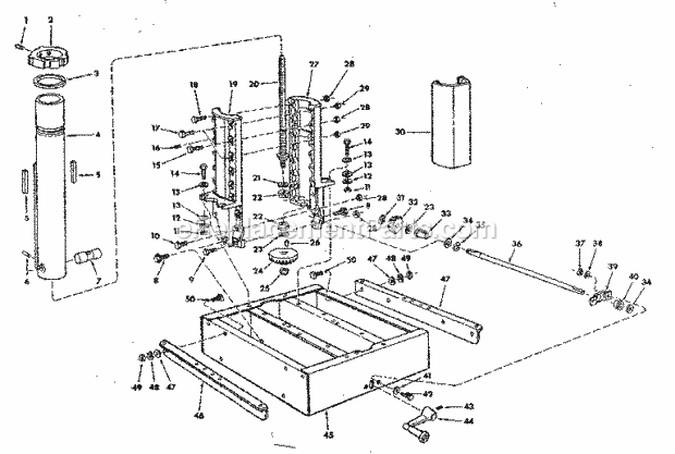 Base Assembly Diagram and Parts List for 113197070  Craftsman Chop Saw