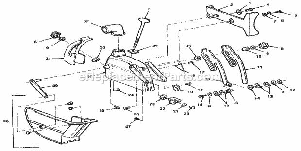 Figure 11 - Guard Diagram and Parts List for 113197110  Craftsman Chop Saw