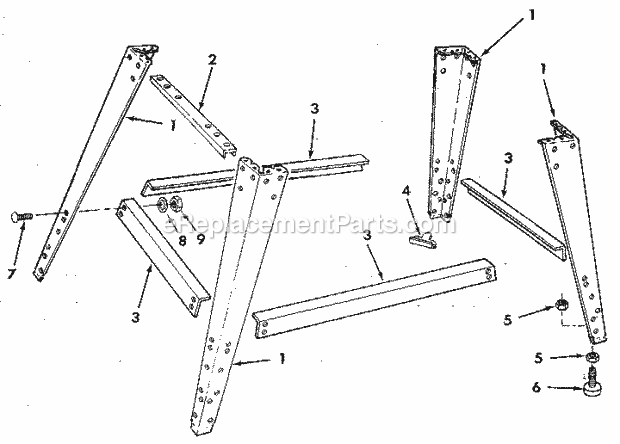 Figure 8 - Leg Set Diagram and Parts List for 113197150  Craftsman Chop Saw