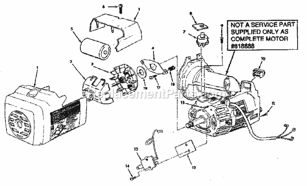 Motor 818888 Diagram and Parts List for 113197150  Craftsman Chop Saw