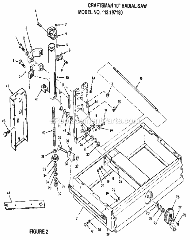Figure 2 - Base And Colum... Diagram and Parts List for 113197180  Craftsman Chop Saw