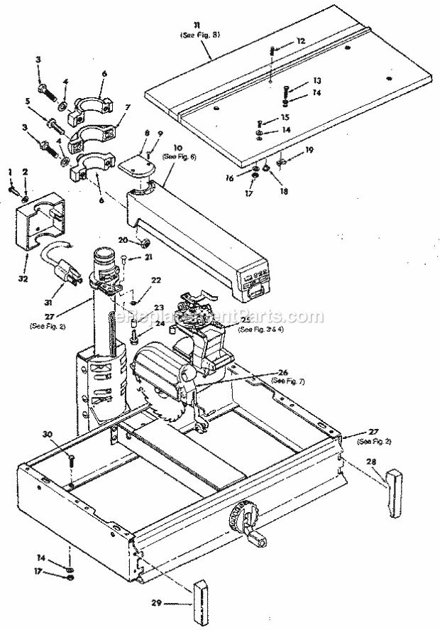 Figure 1 Diagram and Parts List for 113197250  Craftsman Chop Saw
