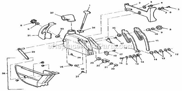 Figure 12 - Guard Diagram and Parts List for 113197250  Craftsman Chop Saw