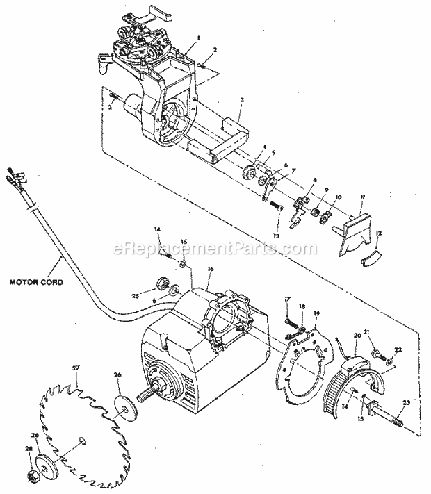 Figure 3-Yoke And Motor A... Diagram and Parts List for 113197250  Craftsman Chop Saw
