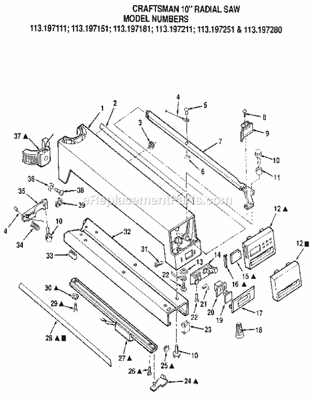 Figure 5 Diagram and Parts List for 113197251  Craftsman Chop Saw