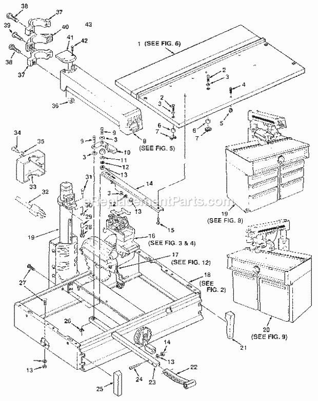 Figure 1 Diagram and Parts List for 113197411  Craftsman Chop Saw