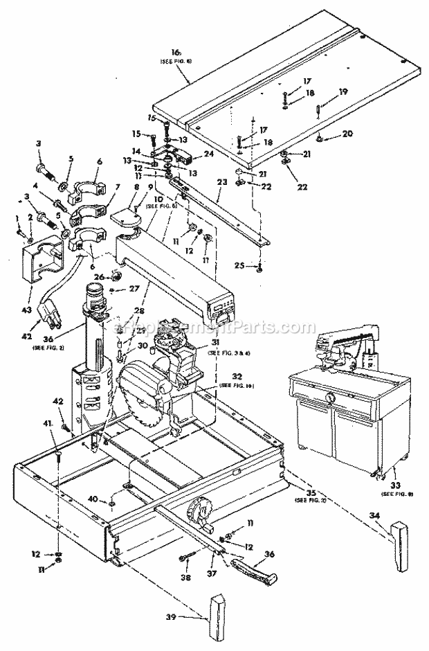 Figure 1 Diagram and Parts List for 113197510  Craftsman Chop Saw