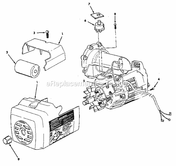 Motor Assembly Diagram and Parts List for 113197510  Craftsman Chop Saw