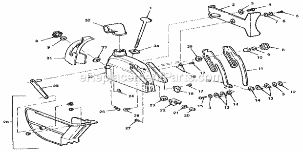 Figure 14 - Guard Diagram and Parts List for 113197511  Craftsman Chop Saw