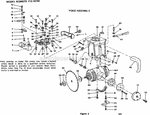 Yoke Assembly Diagram and Parts List for 11319760  Craftsman Chop Saw