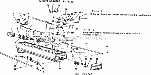 Arm Assembly Diagram and Parts List for 11319760  Craftsman Chop Saw
