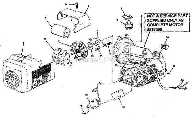 Motor 818888 Diagram and Parts List for 113197610  Craftsman Chop Saw