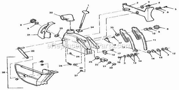 Figure 14 - Guard Diagram and Parts List for 113197610  Craftsman Chop Saw
