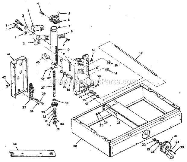 Figure 2 - Base And Colum... Diagram and Parts List for 113197610  Craftsman Chop Saw