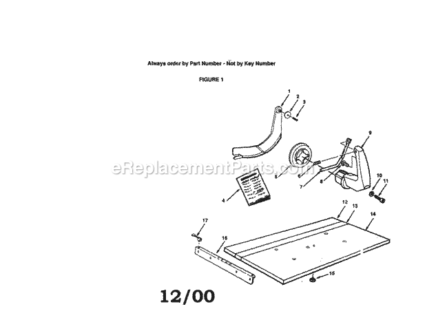 Guard Kit / Table Diagram and Parts List for 11319761  Craftsman Chop Saw