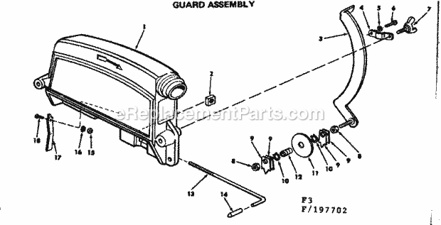 Gurad Assembly Diagram and Parts List for 113197702  Craftsman Chop Saw