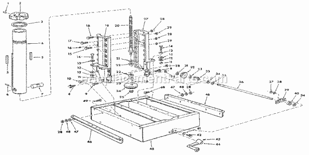 Figure 3 - Base Assembly Diagram and Parts List for 113197732  Craftsman Chop Saw