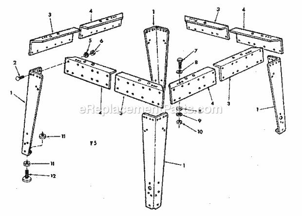 Leg Set Diagram and Parts List for 113197751  Craftsman Chop Saw
