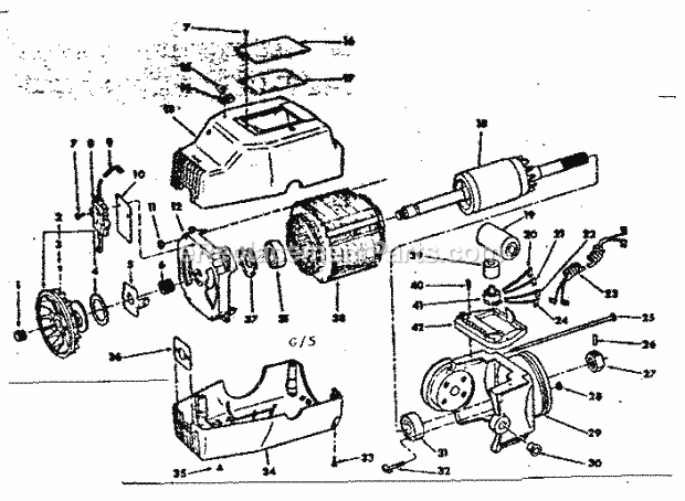 Motor Assembly Diagram and Parts List for 113197751  Craftsman Chop Saw