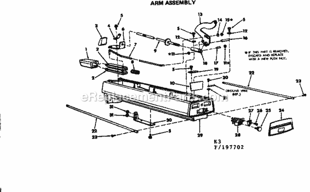 Arm Assembly Diagram and Parts List for 113197752  Craftsman Chop Saw
