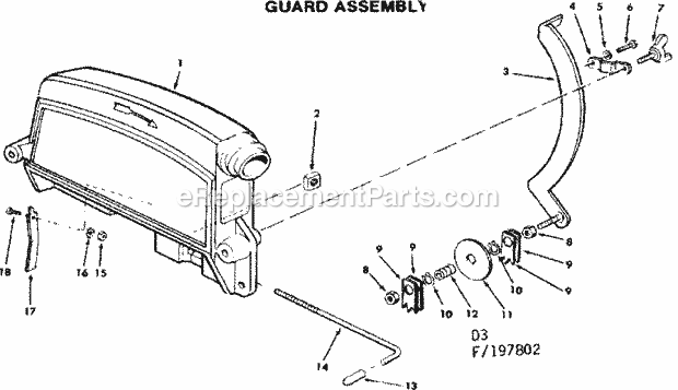 Guard Assembly Diagram and Parts List for 113197802  Craftsman Chop Saw