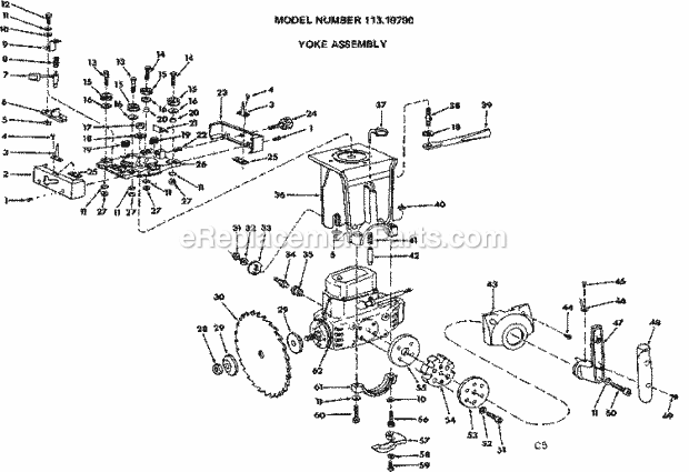 Yoke Assembly Diagram and Parts List for 11319790  Craftsman Chop Saw