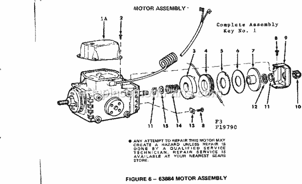 Motor Assembly Diagram and Parts List for 11319790  Craftsman Chop Saw