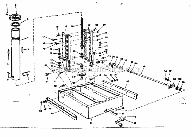 Base Assembly Diagram and Parts List for 11319791  Craftsman Chop Saw