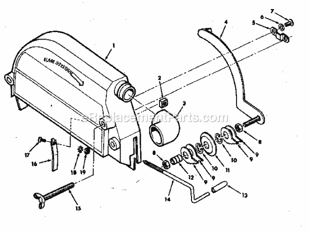 Guard Assembly Diagram and Parts List for 113198110  Craftsman Chop Saw