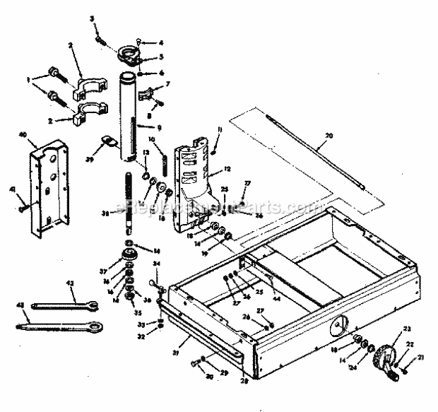 Base And Column Assembly Diagram and Parts List for 113198111  Craftsman Chop Saw
