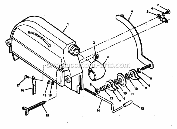 Guard Assembly Diagram and Parts List for 113198111  Craftsman Chop Saw