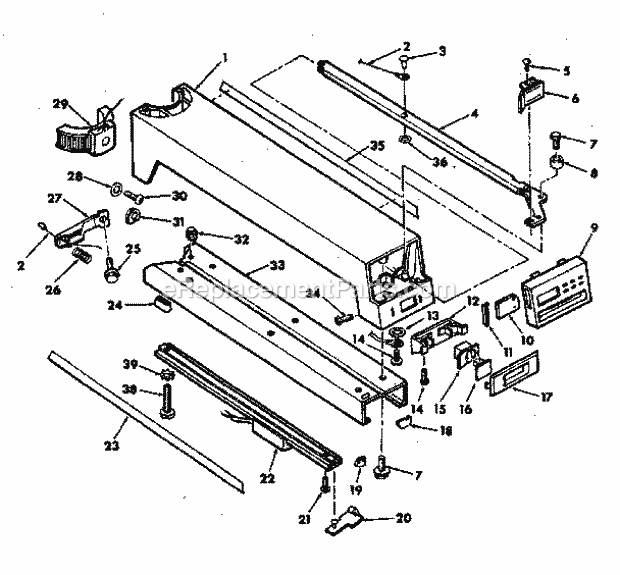 Arm Assembly Diagram and Parts List for 113198210  Craftsman Chop Saw