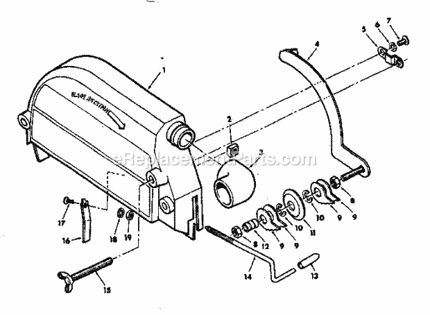 Guard Assembly Diagram and Parts List for 113198210  Craftsman Chop Saw
