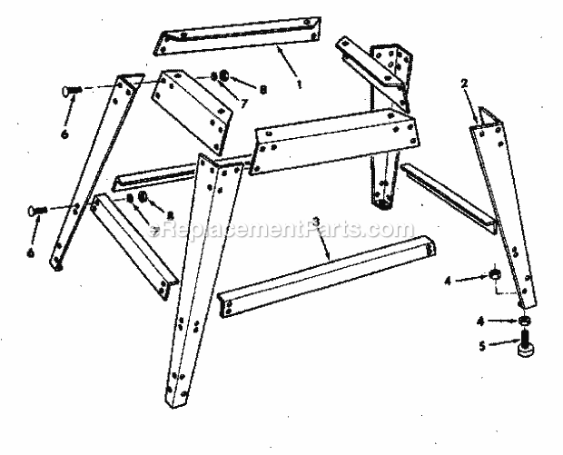 Leg Set Diagram and Parts List for 113198250  Craftsman Chop Saw