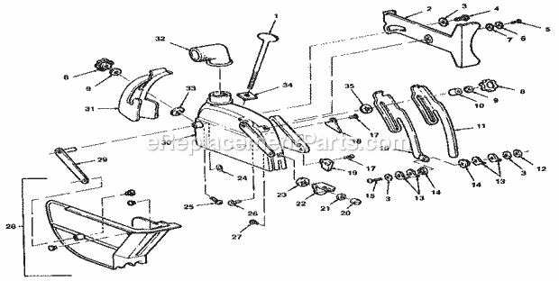 Figure 12 - Guard Diagram and Parts List for 113198251  Craftsman Chop Saw