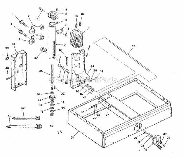 Page B Diagram and Parts List for 113198310  Craftsman Chop Saw