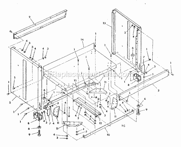 Page H Diagram and Parts List for 113198310  Craftsman Chop Saw