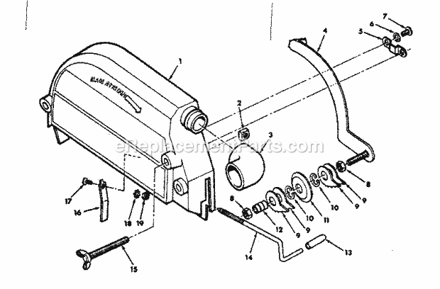 Guard Assembly Diagram and Parts List for 113198311  Craftsman Chop Saw