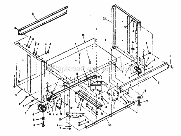 Cabinet Assembly Diagram and Parts List for 113198311  Craftsman Chop Saw