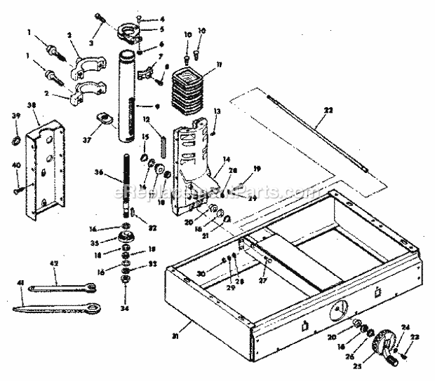 Figure 2-Base And Column ... Diagram and Parts List for 113198510  Craftsman Chop Saw