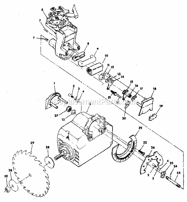 Figure 3-Yoke And Motor A... Diagram and Parts List for 113198510  Craftsman Chop Saw