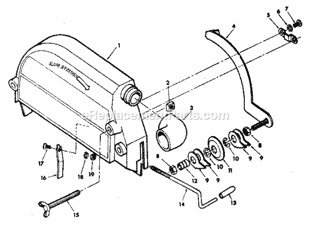 Figure 6 - Guard Assembly Diagram and Parts List for 113198510  Craftsman Chop Saw