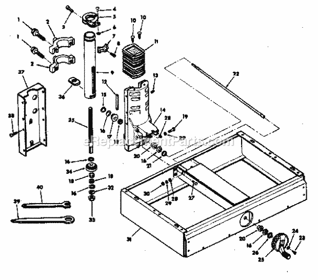 Page B Diagram and Parts List for 113198511  Craftsman Chop Saw